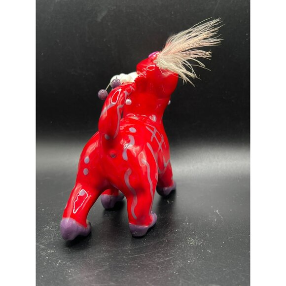 WhimsiClay by Amy Lacombe Cat Figurine GINNY 2007 #11022 with Tag Red w/ Feather - Picture 2 of 9